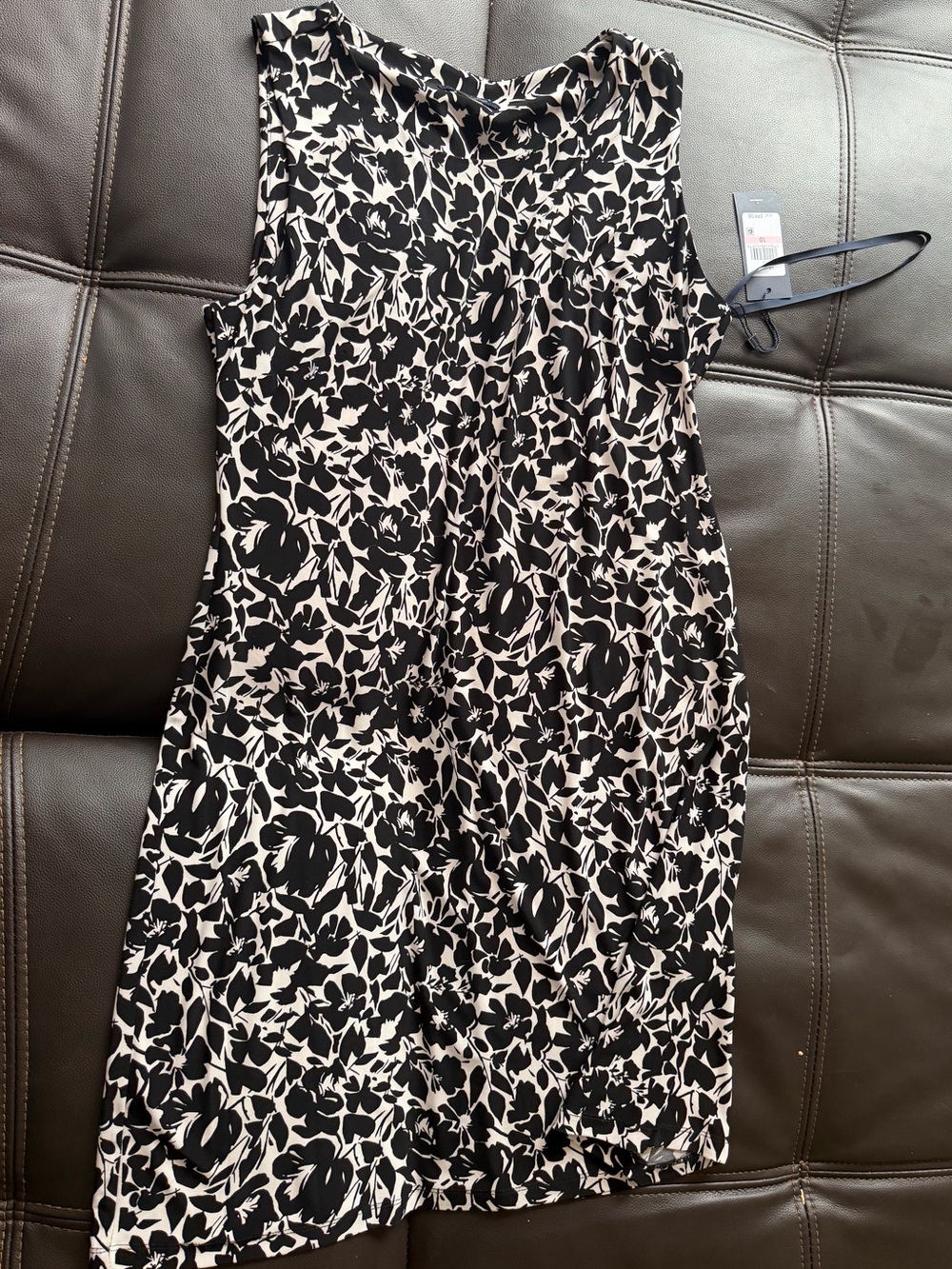 Tommy Hilfiger Black and White Floral Sleeveless Shift Dress